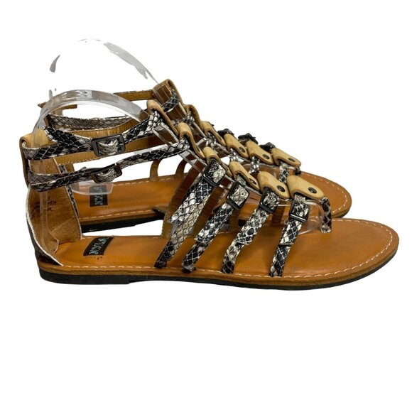 NYLA 7 Sumia gladiator sandals tan snake - Picture 1 of 10